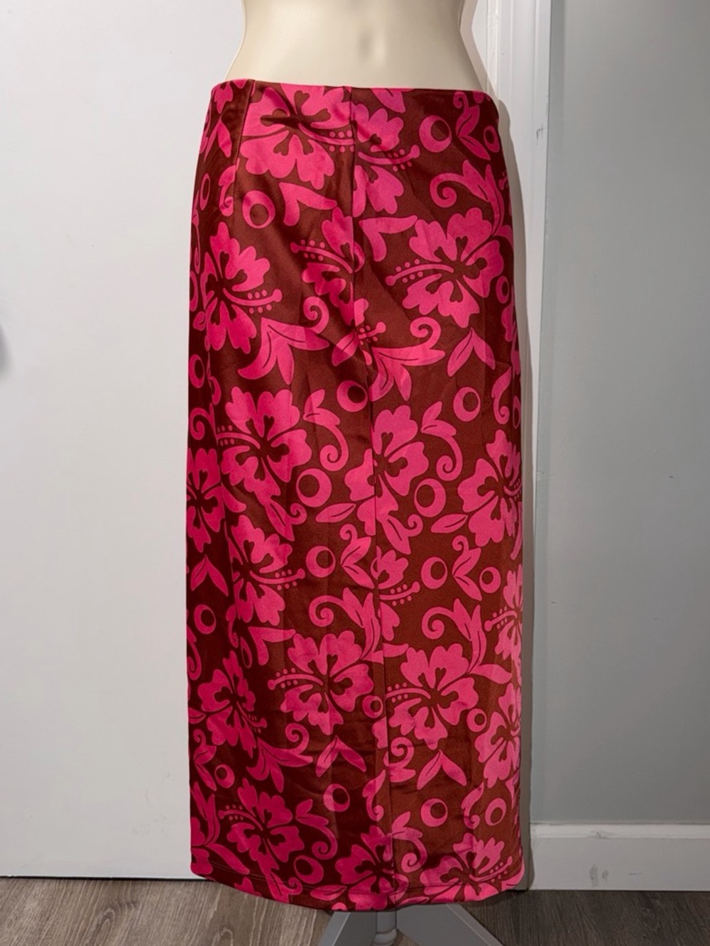 Urban Outfitters Pink and Brown Floral Maxi Skirt